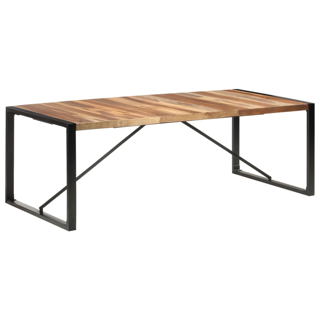 Table Industrielle en Bois et Pieds en Métal Noir-1-220 x 100 x 75 cm-La-Fabrique-Industrielle
