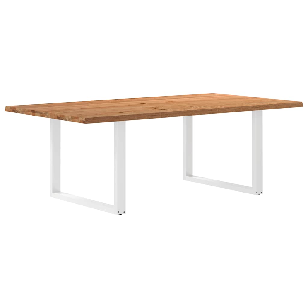 Table Industrielle en Chêne Massif et Acier 8 Personnes-Blanc-1-220 x 120 x 74 cm-La-Fabrique-Industrielle