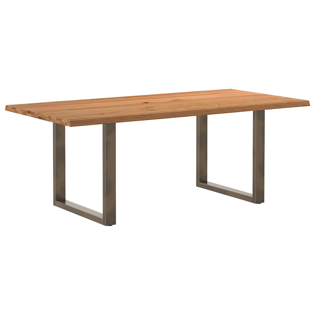 Table Industrielle en Chêne Massif et Acier 8 Personnes-Naturel-1-200 x 100 x 74 cm-La-Fabrique-Industrielle