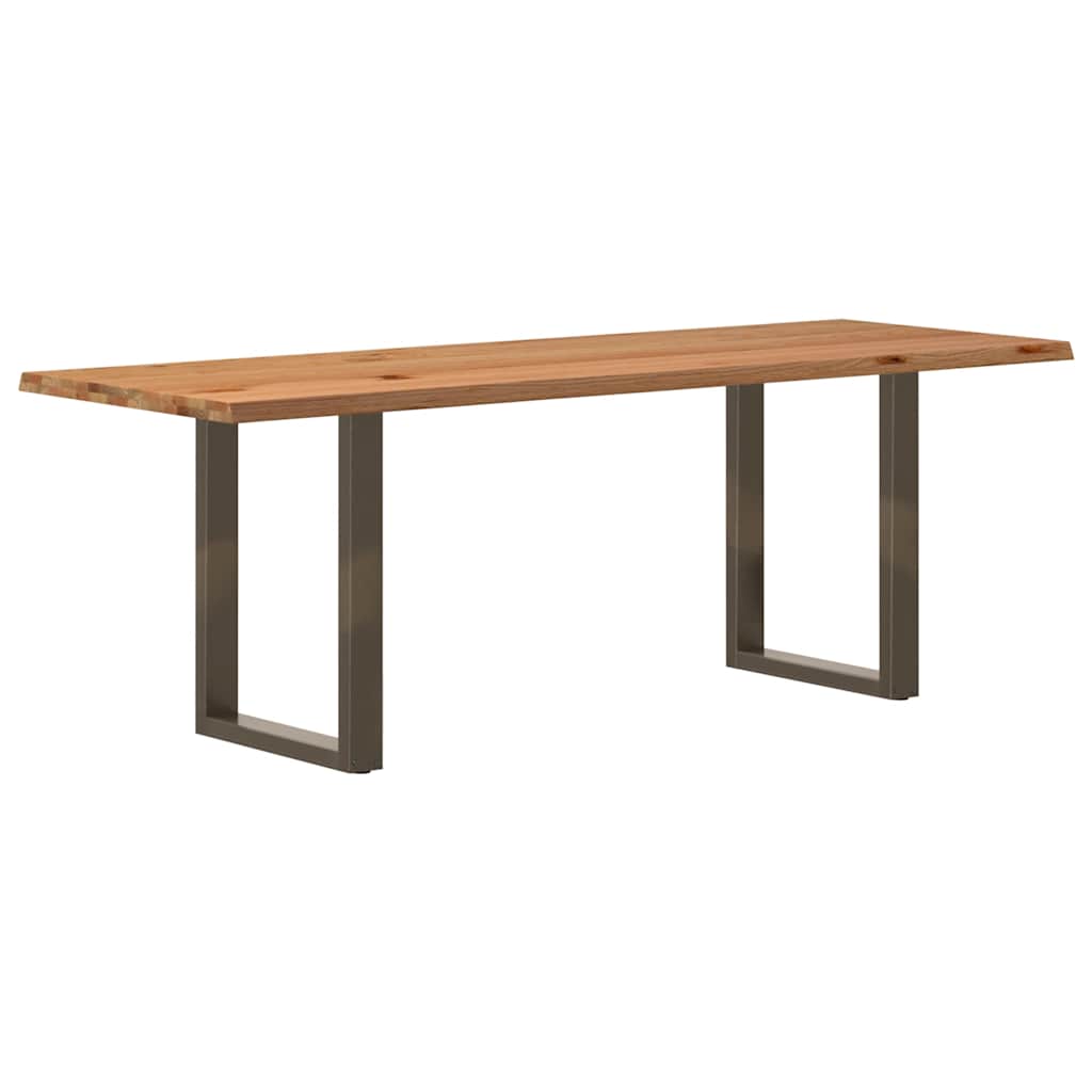 Table Industrielle en Chêne Massif et Acier 8 Personnes-Naturel-1-220 x 80 x 74 cm-La-Fabrique-Industrielle