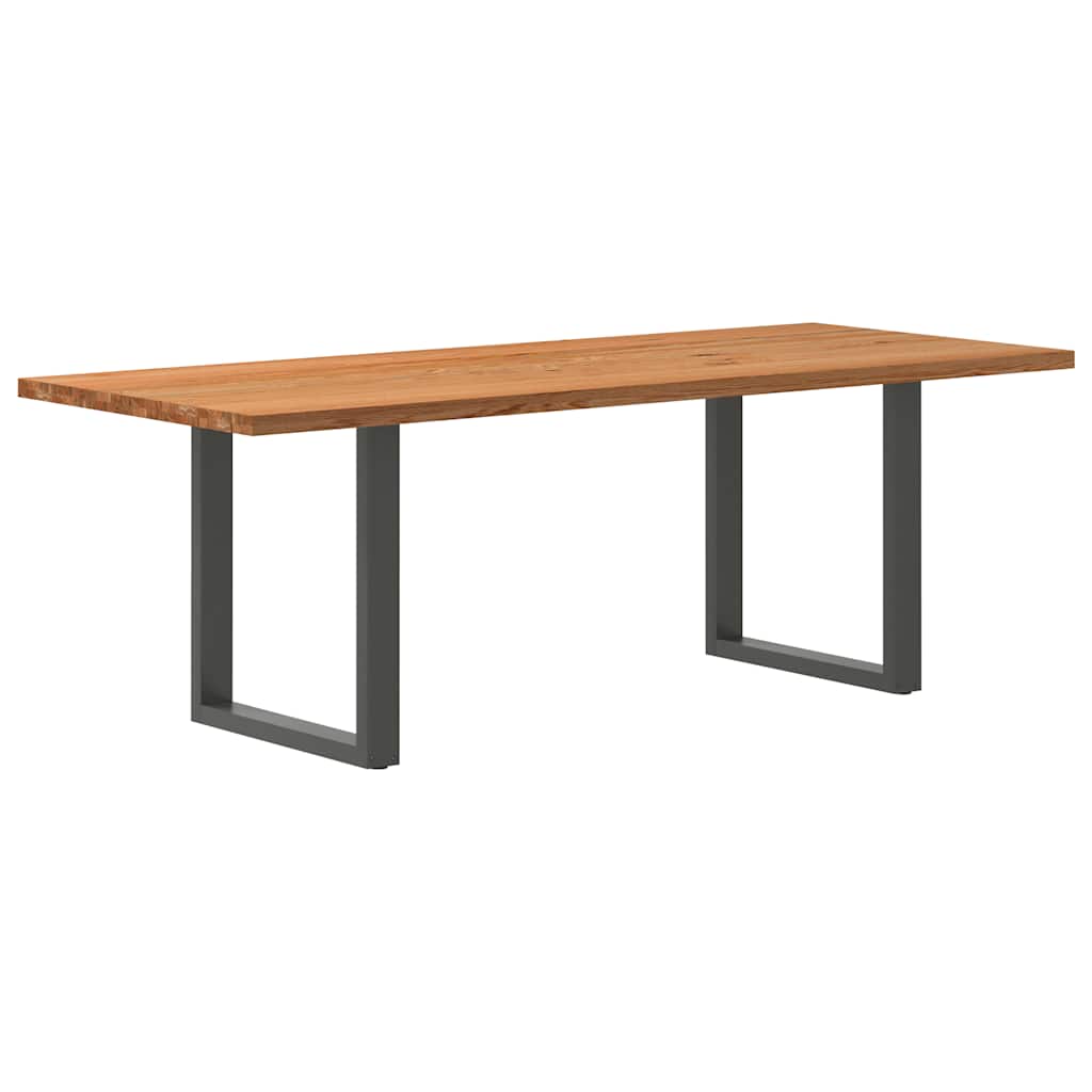 Table Industrielle en Chêne Massif pour Salon-Anthracite-1-220 x 90 x 74 cm-La-Fabrique-Industrielle