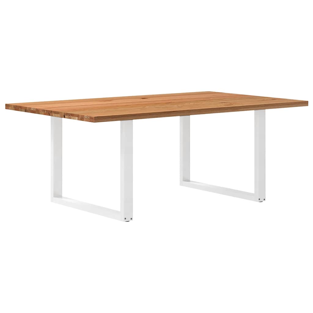 Table Industrielle en Chêne Massif pour Salon-Blanc-1-200 x 120 x 74 cm-La-Fabrique-Industrielle
