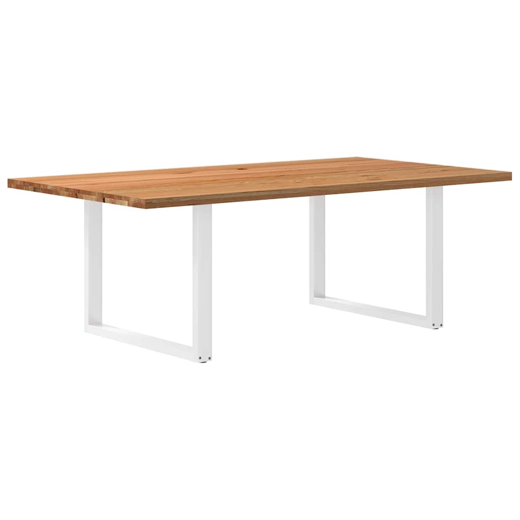 Table Industrielle en Chêne Massif pour Salon-Blanc-1-220 x 120 x 74 cm-La-Fabrique-Industrielle