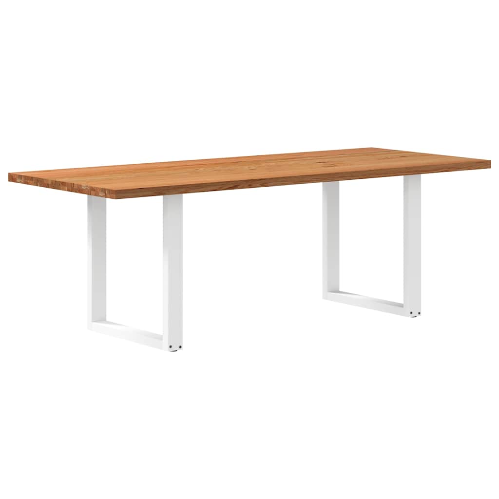 Table Industrielle en Chêne Massif pour Salon-Blanc-1-220 x 90 x 74 cm-La-Fabrique-Industrielle