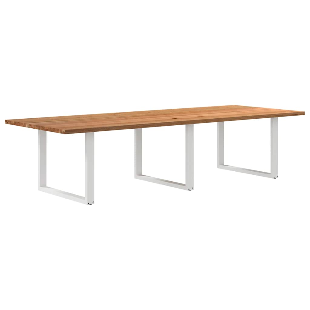 Table Industrielle en Chêne Massif pour Salon-Blanc-1-320 x 120 x 74 cm-La-Fabrique-Industrielle