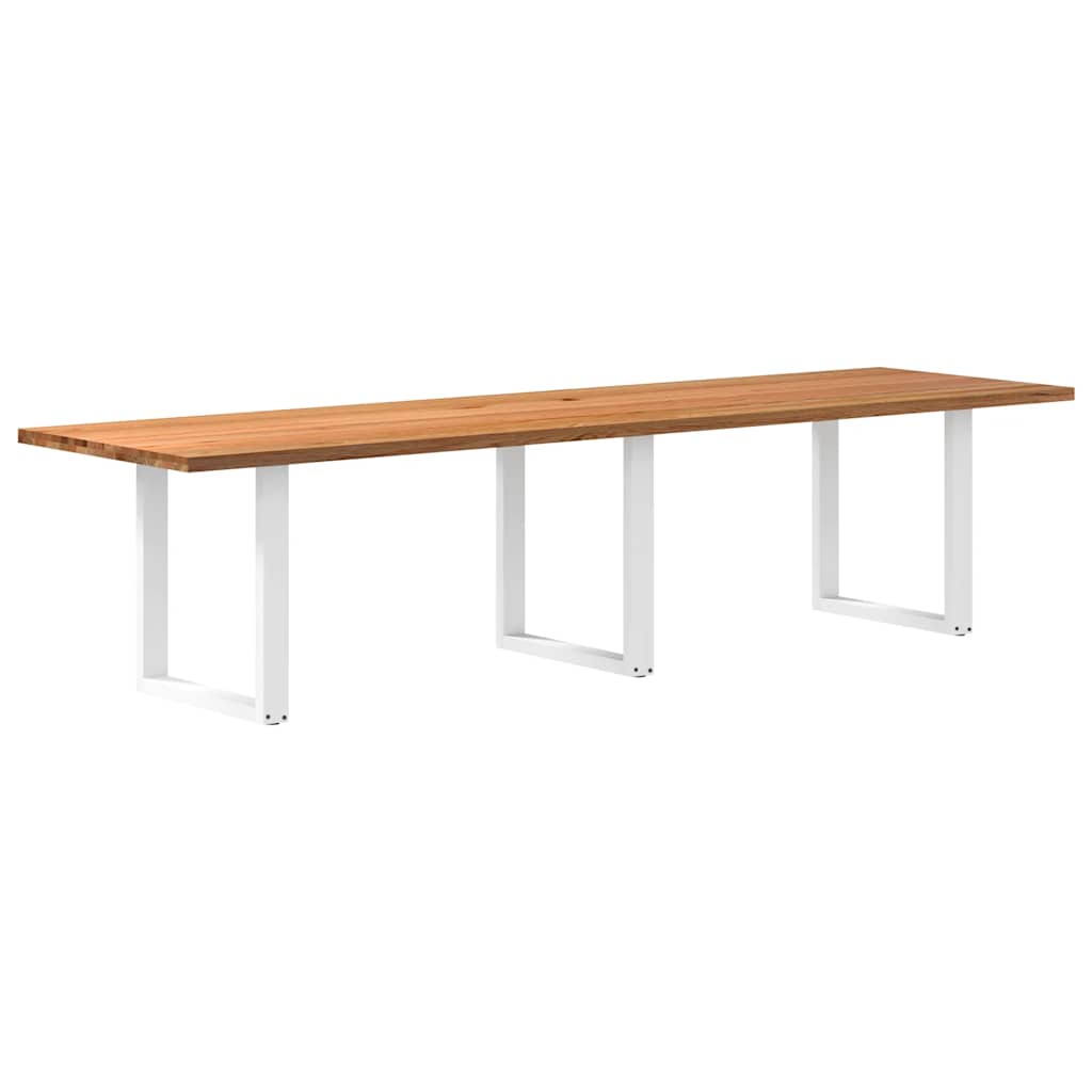 Table Industrielle en Chêne Massif pour Salon-Blanc-1-320 x 90 x 74 cm-La-Fabrique-Industrielle