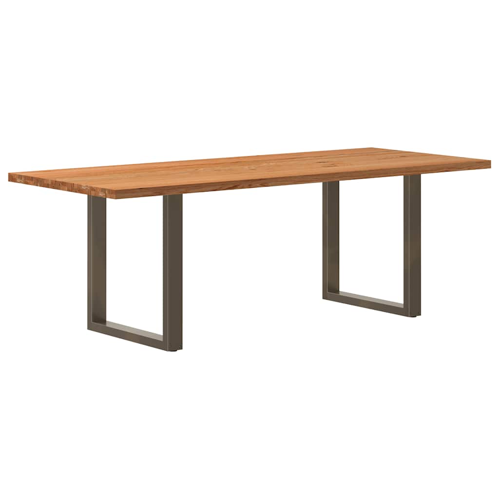 Table Industrielle en Chêne Massif pour Salon-Naturel-1-220 x 90 x 74 cm-La-Fabrique-Industrielle