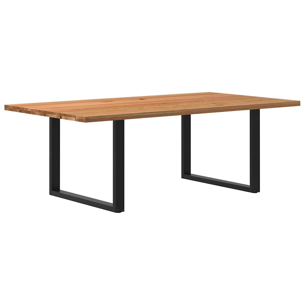Table Industrielle en Chêne Massif pour Salon-Noir-1-220 x 120 x 74 cm-La-Fabrique-Industrielle