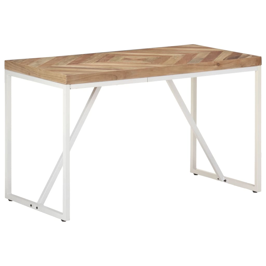 Table Métallique Industrielle en Bois d'Acacia et Manguier-Blanc-1-120 x 60 x 76 cm-La-Fabrique-Industrielle