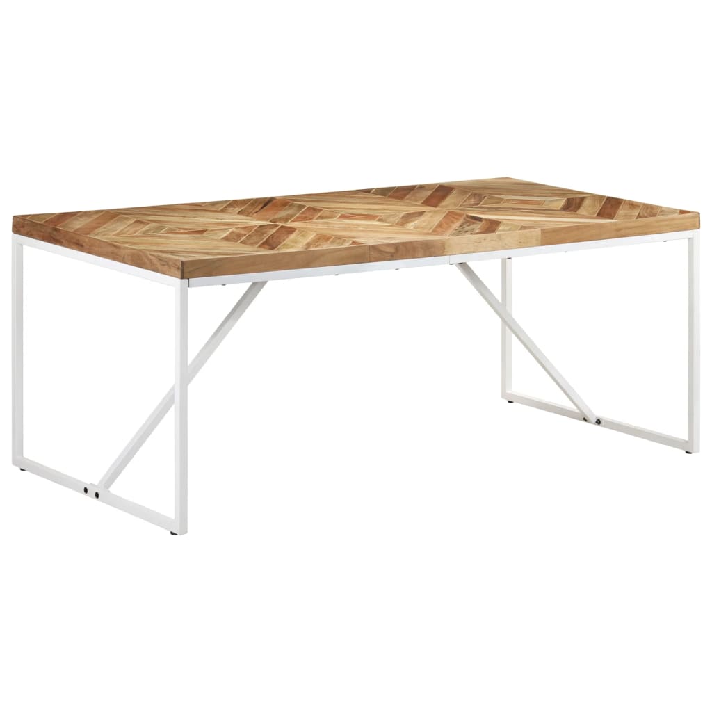 Table Métallique Industrielle en Bois d'Acacia et Manguier-Blanc-1-180 x 90 x 76 cm-La-Fabrique-Industrielle