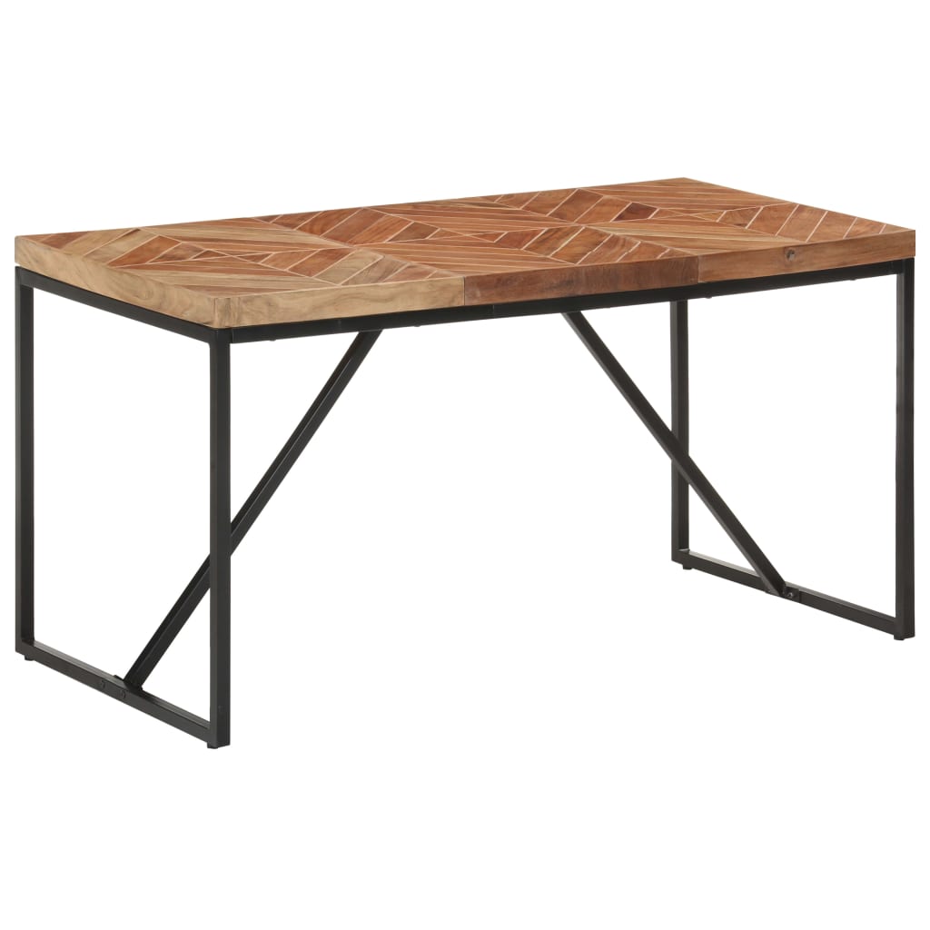 Table Métallique Industrielle en Bois d'Acacia et Manguier-Noir-1-140 x 70 x 76 cm-La-Fabrique-Industrielle