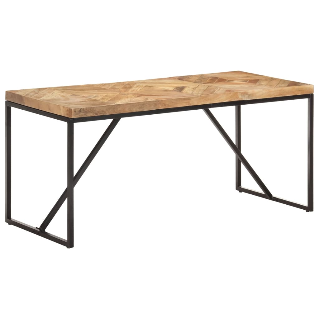 Table Métallique Industrielle en Bois d'Acacia et Manguier-Noir-1-160 x 70 x 76 cm-La-Fabrique-Industrielle