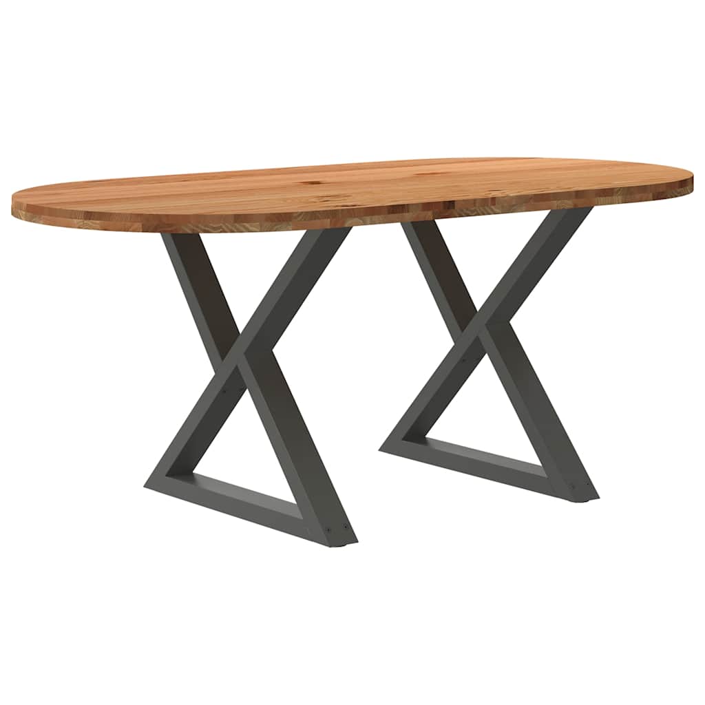 Table Ovale en Bois Massif de Chêne et Métal-Anthracite-1-180 x 90 x 74 cm-La-Fabrique-Industrielle