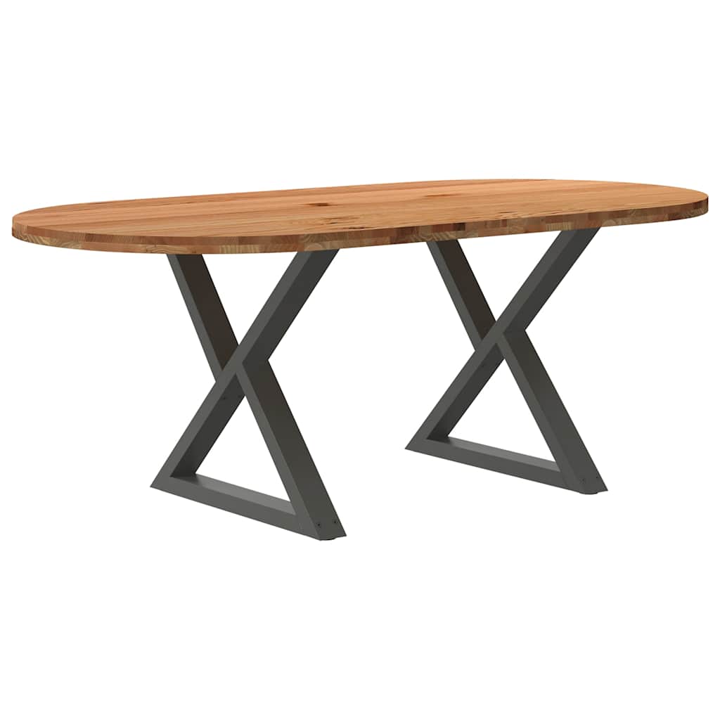 Table Ovale en Bois Massif de Chêne et Métal-Anthracite-1-200 x 100 x 74 cm-La-Fabrique-Industrielle