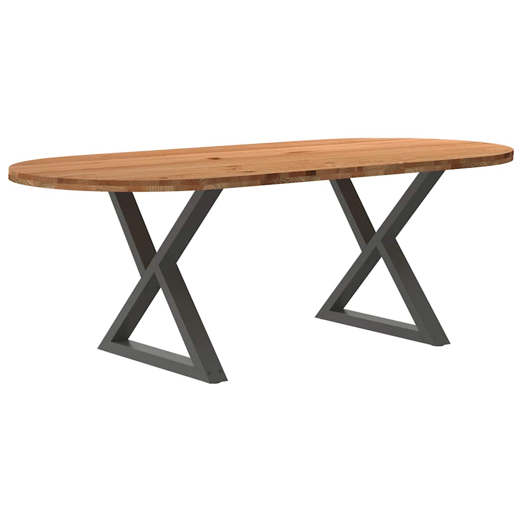 Table Ovale en Bois Massif de Chêne et Métal-Anthracite-1-220 x 100 x 74 cm-La-Fabrique-Industrielle