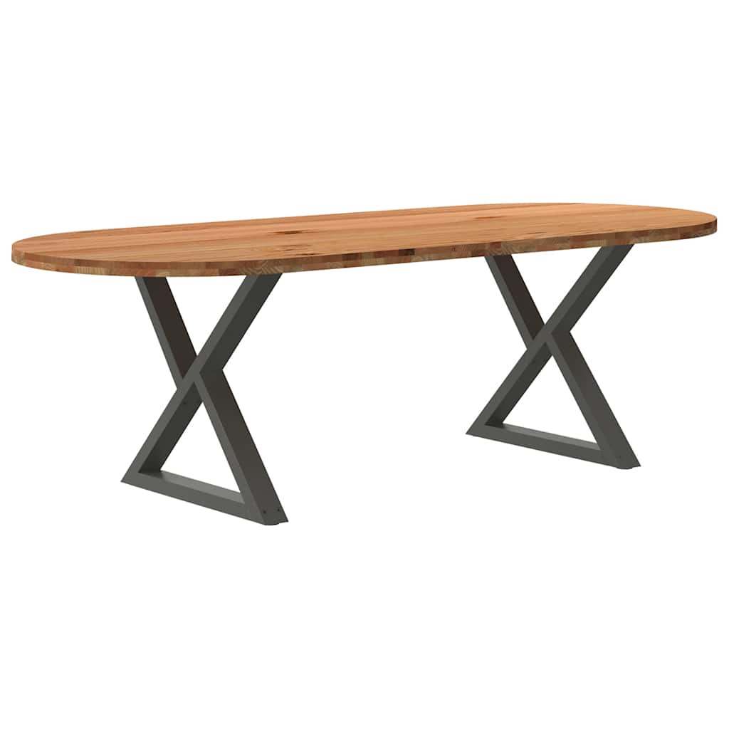 Table Ovale en Bois Massif de Chêne et Métal-Anthracite-1-240 x 100 x 74 cm-La-Fabrique-Industrielle