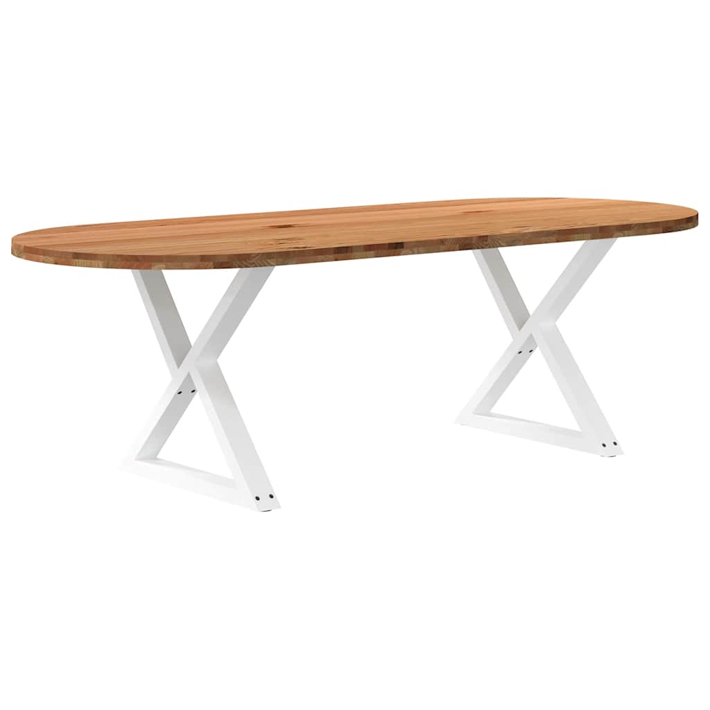 Table Ovale en Bois Massif de Chêne et Métal-Blanc-1-240 x 100 x 74 cm-La-Fabrique-Industrielle