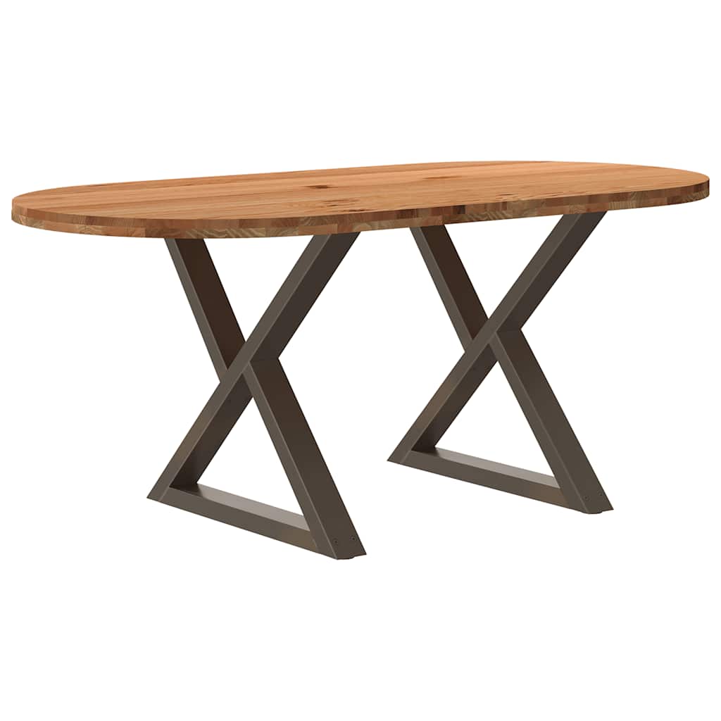 Table Ovale en Bois Massif de Chêne et Métal-Naturel-1-180 x 90 x 74 cm-La-Fabrique-Industrielle