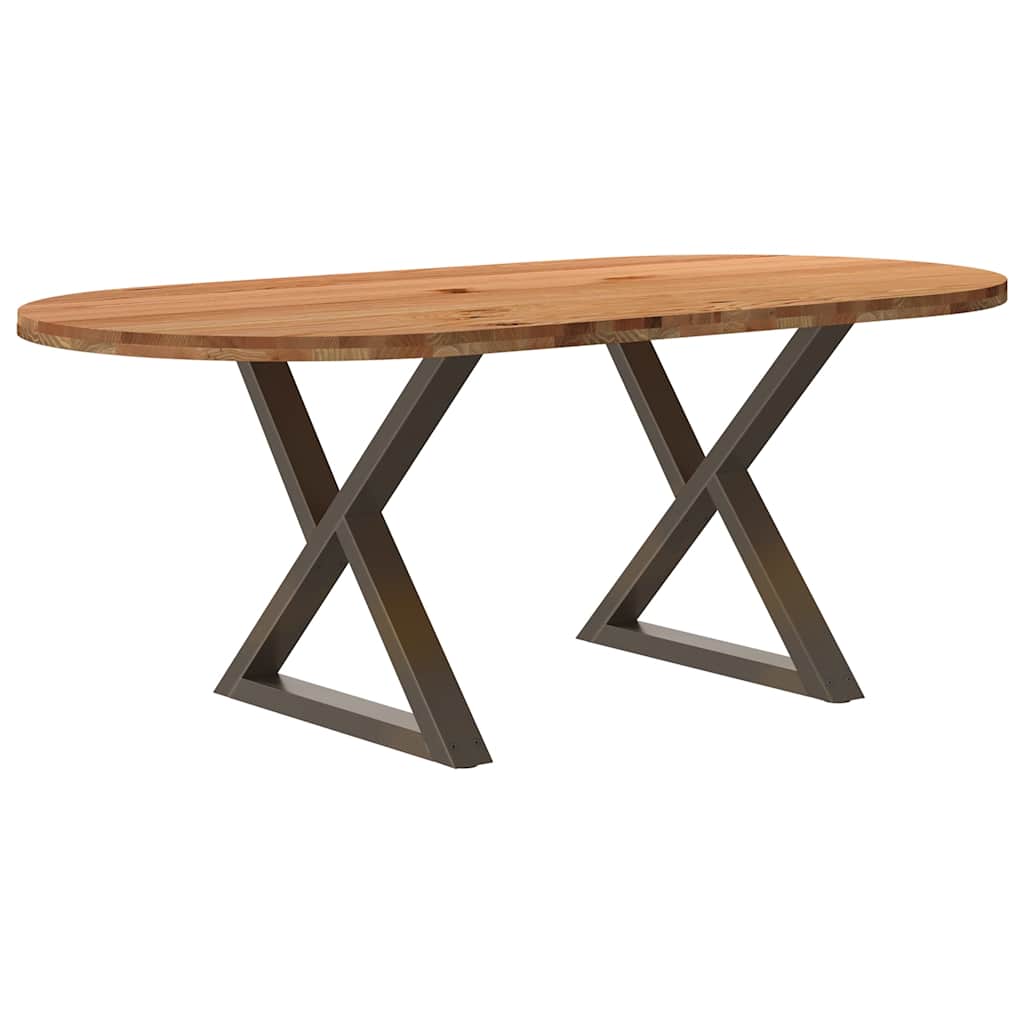 Table Ovale en Bois Massif de Chêne et Métal-Naturel-1-200 x 100 x 74 cm-La-Fabrique-Industrielle