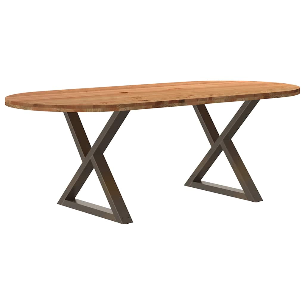 Table Ovale en Bois Massif de Chêne et Métal-Naturel-1-220 x 100 x 74 cm-La-Fabrique-Industrielle