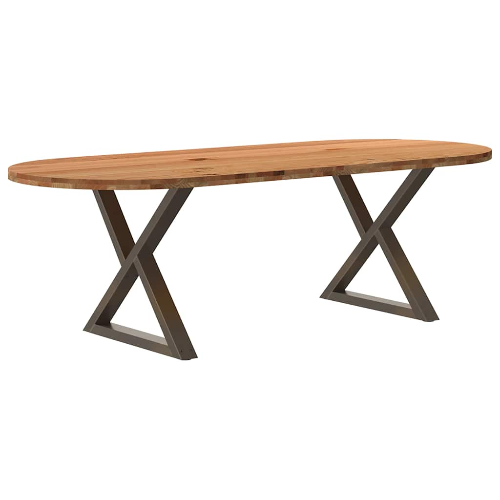 Table Ovale en Bois Massif de Chêne et Métal-Naturel-1-240 x 100 x 74 cm-La-Fabrique-Industrielle