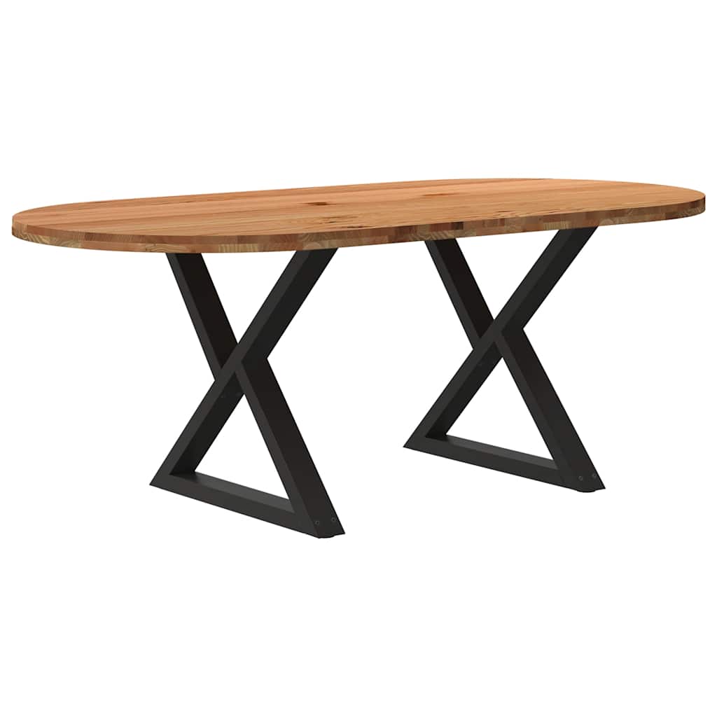 Table Ovale en Bois Massif de Chêne et Métal-Noir-1-200 x 100 x 74 cm-La-Fabrique-Industrielle