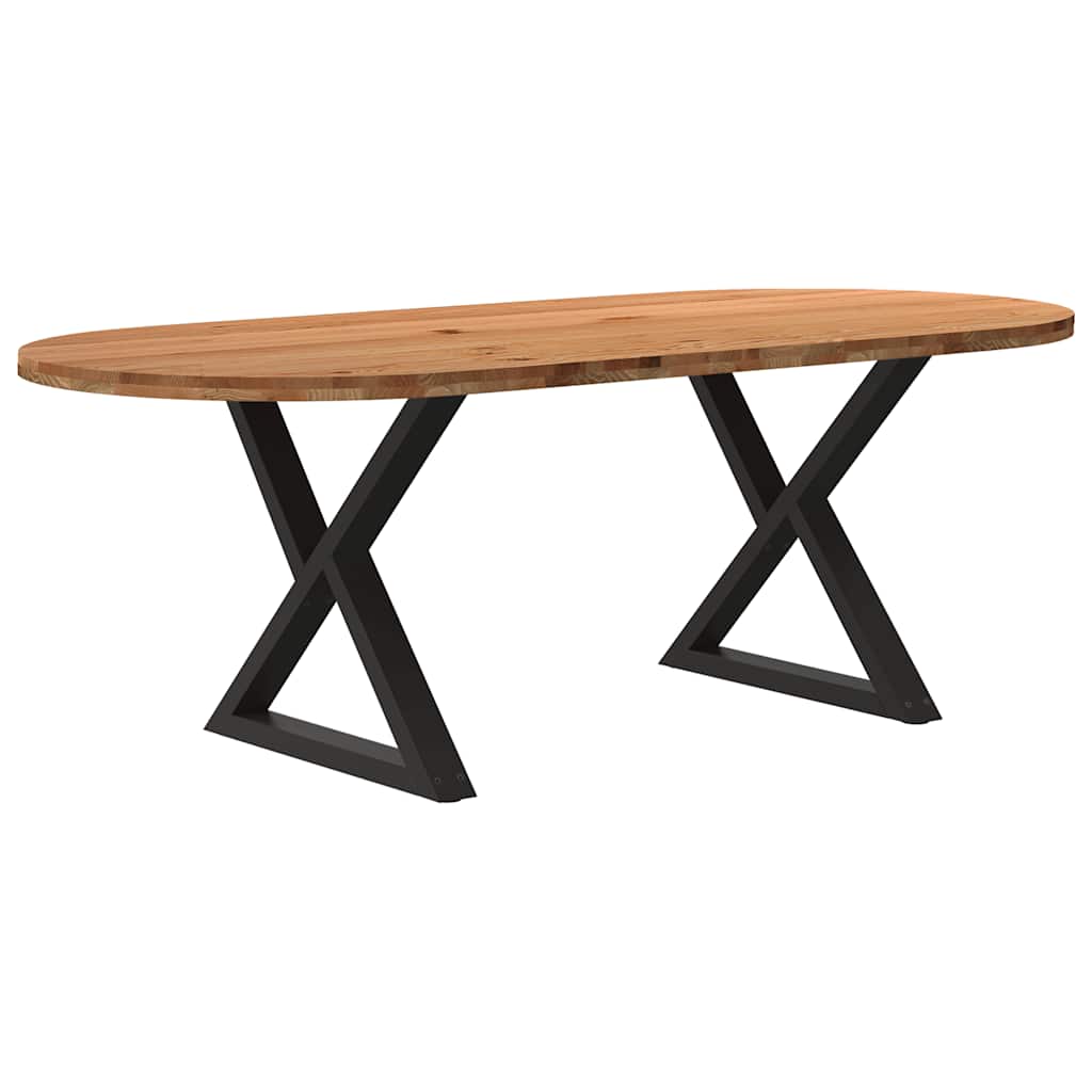 Table Ovale en Bois Massif de Chêne et Métal-Noir-1-220 x 100 x 74 cm-La-Fabrique-Industrielle