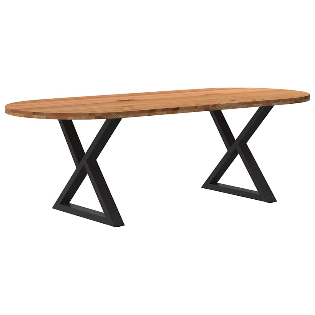 Table Ovale en Bois Massif de Chêne et Métal-Noir-1-240 x 100 x 74 cm-La-Fabrique-Industrielle