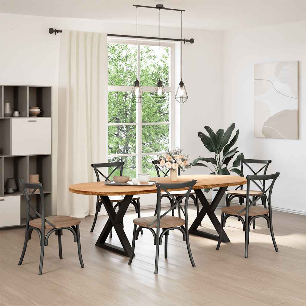 Table Ovale en Bois Massif de Chêne et Métal-La-Fabrique-Industrielle