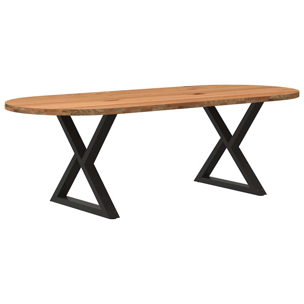Table Ovale en Bois Massif de Chêne et Métal-La-Fabrique-Industrielle