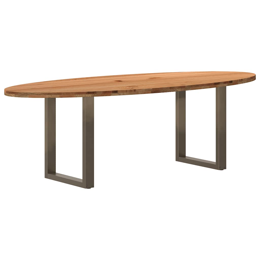 Table Ovale en Bois de Chêne Massif 240 cm-Acier naturel-1-240 x 100 x 74 cm-La-Fabrique-Industrielle