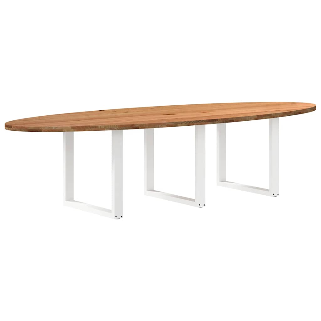 Table Ovale en Bois de Chêne Massif 240 cm-Blanc-1-320 x 120 x 74 cm-La-Fabrique-Industrielle