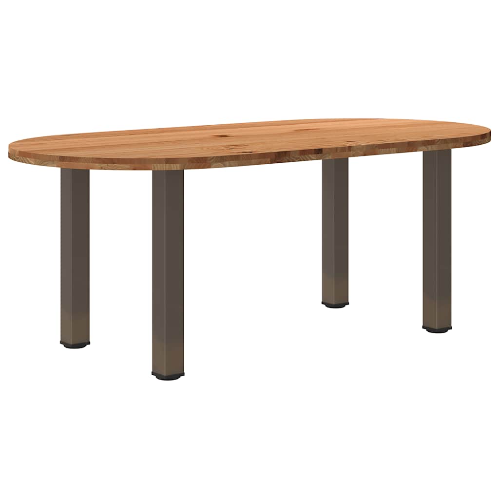Table Ovale en Bois de Chêne Massif-Acier naturel-1-200 x 100 x 74 cm-La-Fabrique-Industrielle