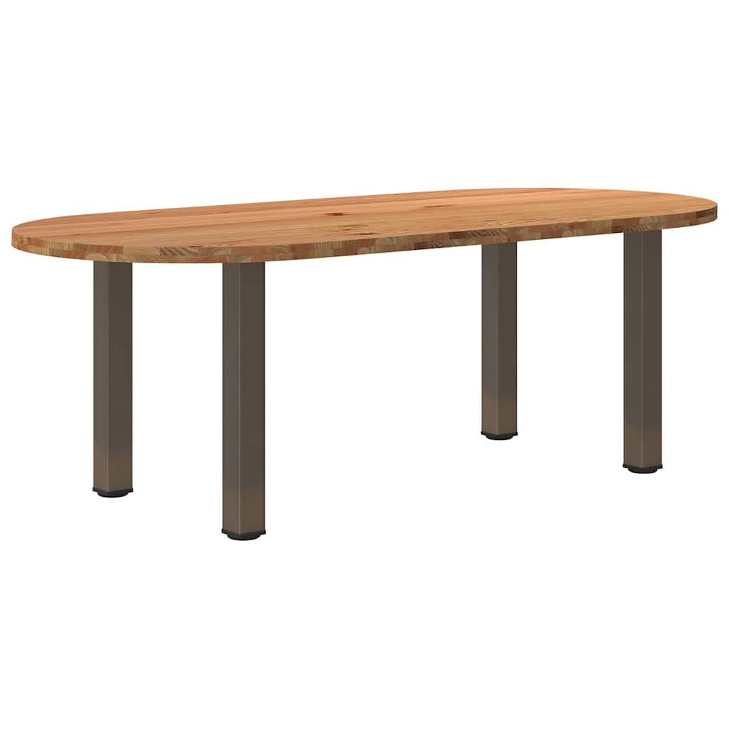 Table Ovale en Bois de Chêne Massif-Acier naturel-1-220 x 100 x 74 cm-La-Fabrique-Industrielle