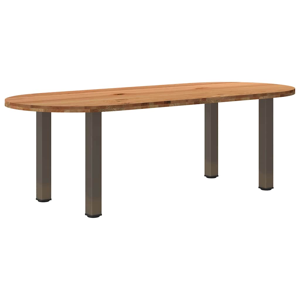 Table Ovale en Bois de Chêne Massif-Acier naturel-1-240 x 100 x 74 cm-La-Fabrique-Industrielle