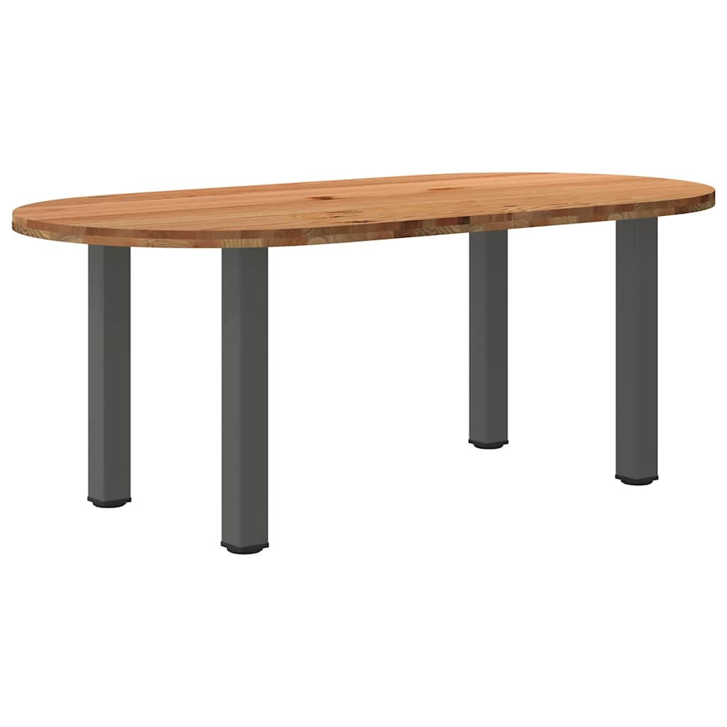 Table Ovale en Bois de Chêne Massif-Anthracite-1-200 x 100 x 74 cm-La-Fabrique-Industrielle