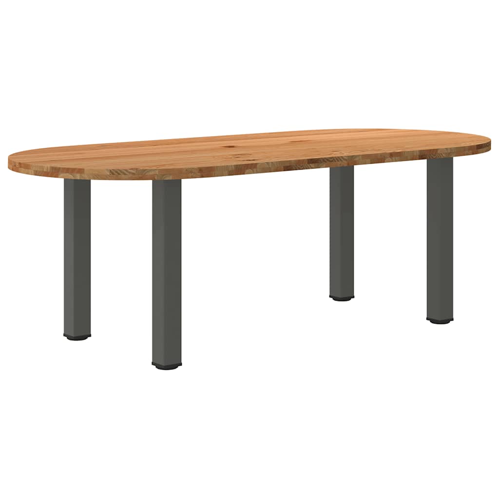 Table Ovale en Bois de Chêne Massif-Anthracite-1-220 x 100 x 74 cm-La-Fabrique-Industrielle