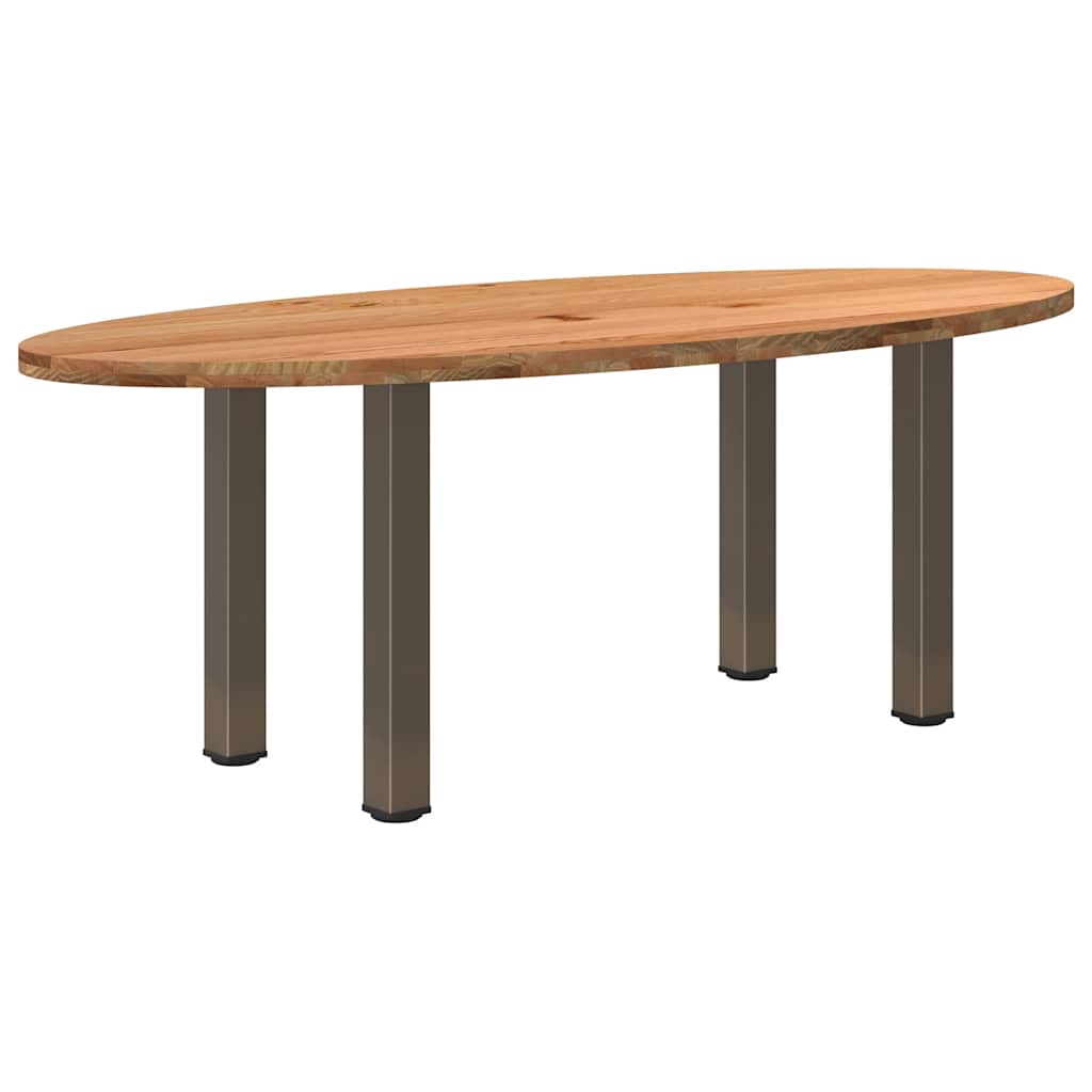 Table Ovale en Bois de Chêne Style Industriel-Acier naturel-1-220 x 100 x 74 cm-La-Fabrique-Industrielle