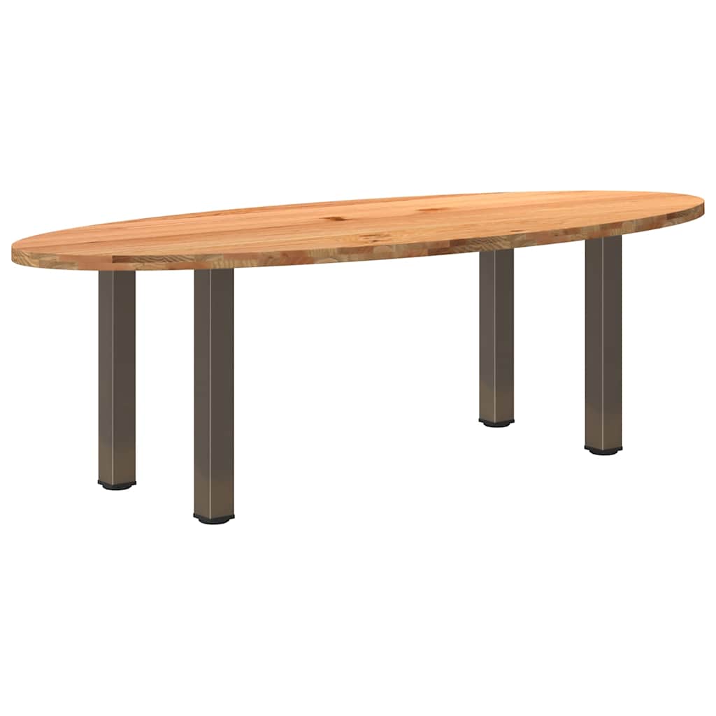 Table Ovale en Bois de Chêne Style Industriel-Acier naturel-1-240 x 100 x 74 cm-La-Fabrique-Industrielle