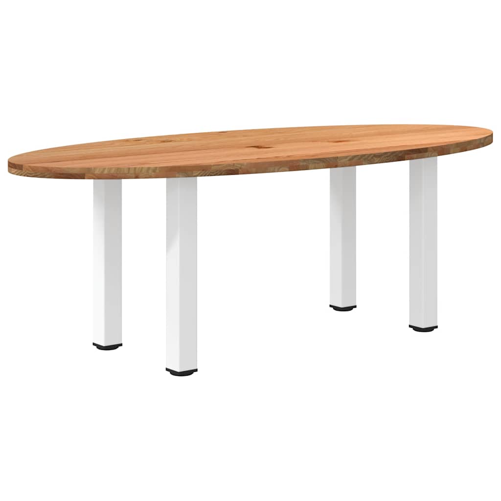 Table Ovale en Bois de Chêne Style Industriel-Blanc-1-220 x 100 x 74 cm-La-Fabrique-Industrielle