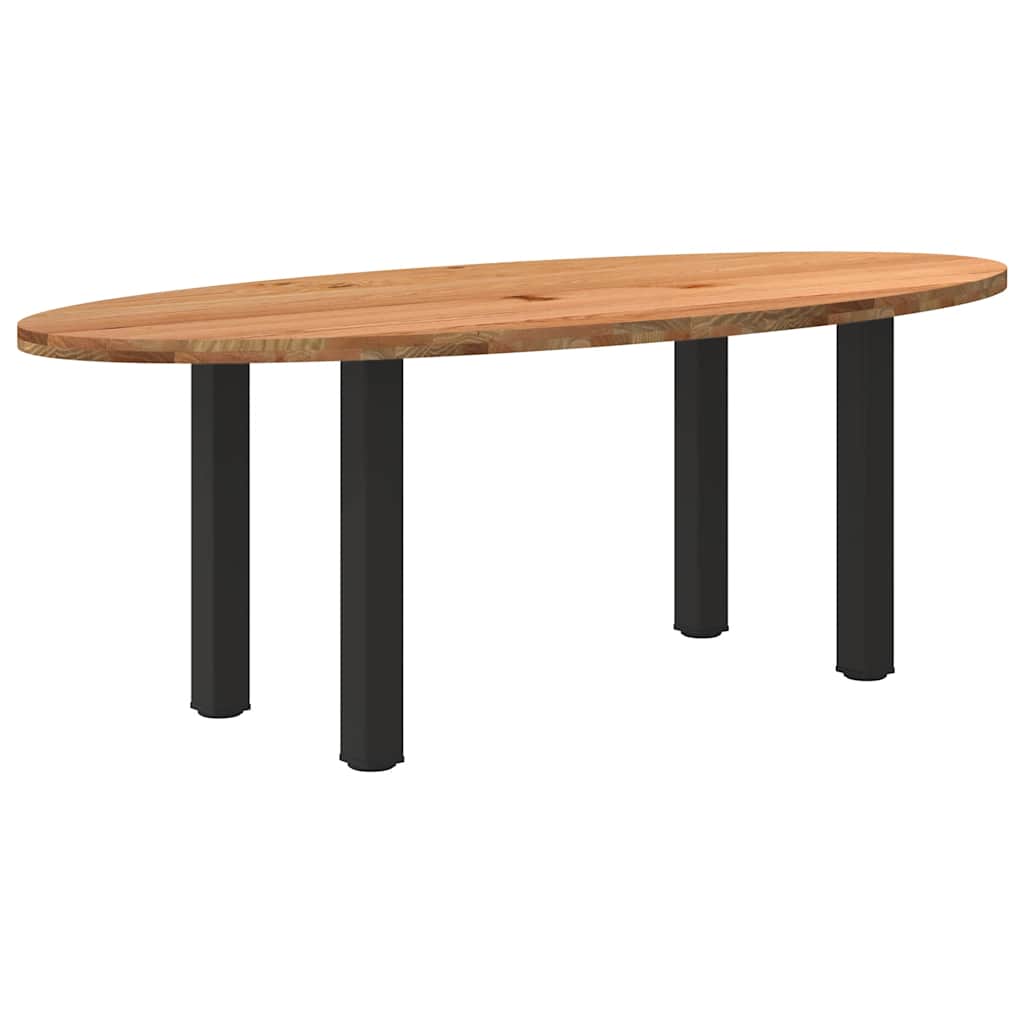 Table Ovale en Bois de Chêne Style Industriel-Noir-1-220 x 100 x 74 cm-La-Fabrique-Industrielle