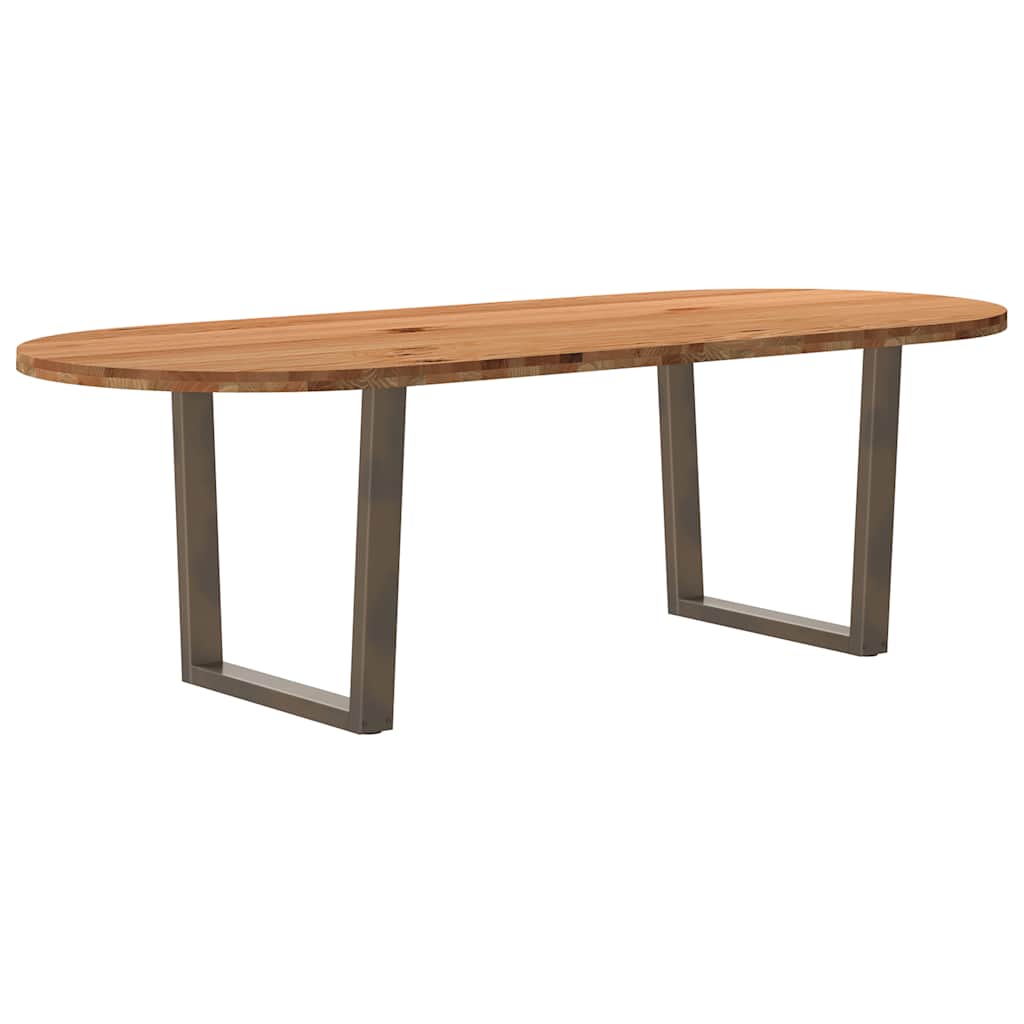 Table Ovale en Chêne Massif de 240 Cm-Acier naturel-1-240 x 100 x 74 cm-La-Fabrique-Industrielle