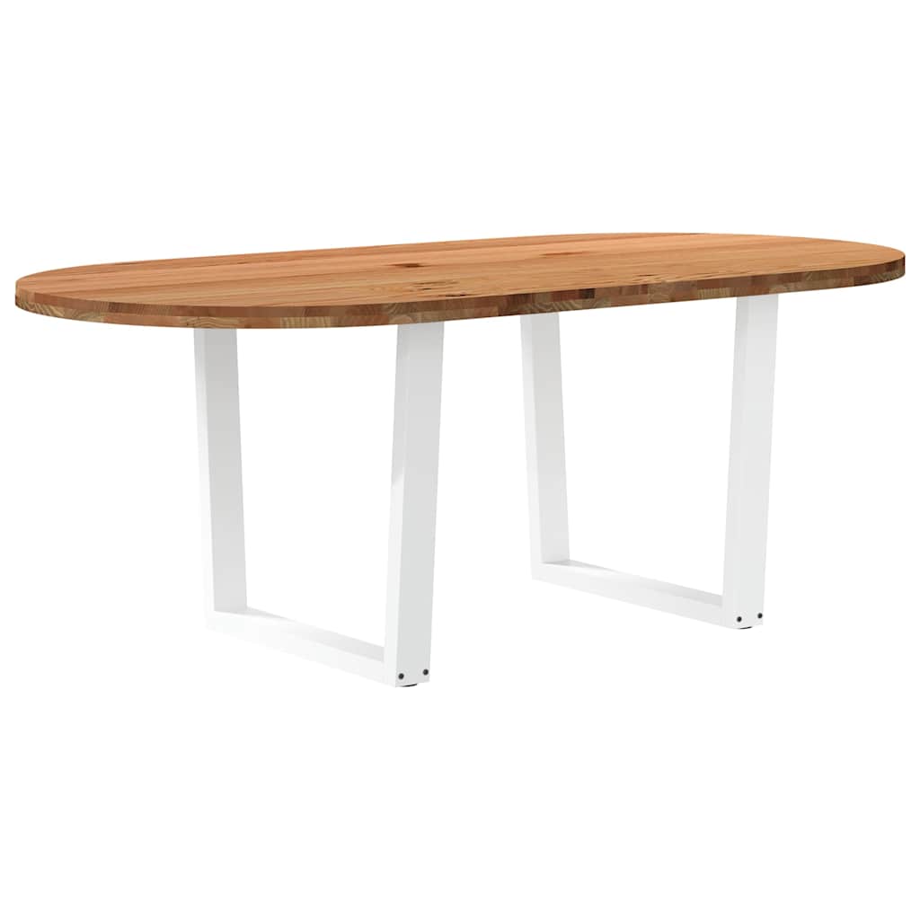 Table Ovale en Chêne Massif de 240 Cm-Blanc-1-200 x 100 x 74 cm-La-Fabrique-Industrielle