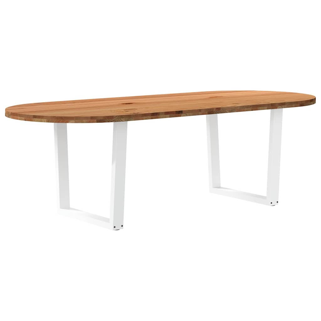 Table Ovale en Chêne Massif de 240 Cm-Blanc-1-240 x 100 x 74 cm-La-Fabrique-Industrielle