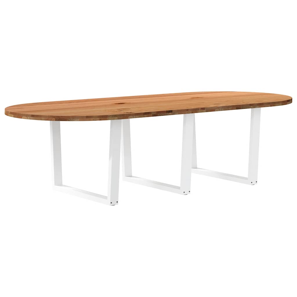 Table Ovale en Chêne Massif de 240 Cm-Blanc-1-280 x 120 x 74 cm-La-Fabrique-Industrielle