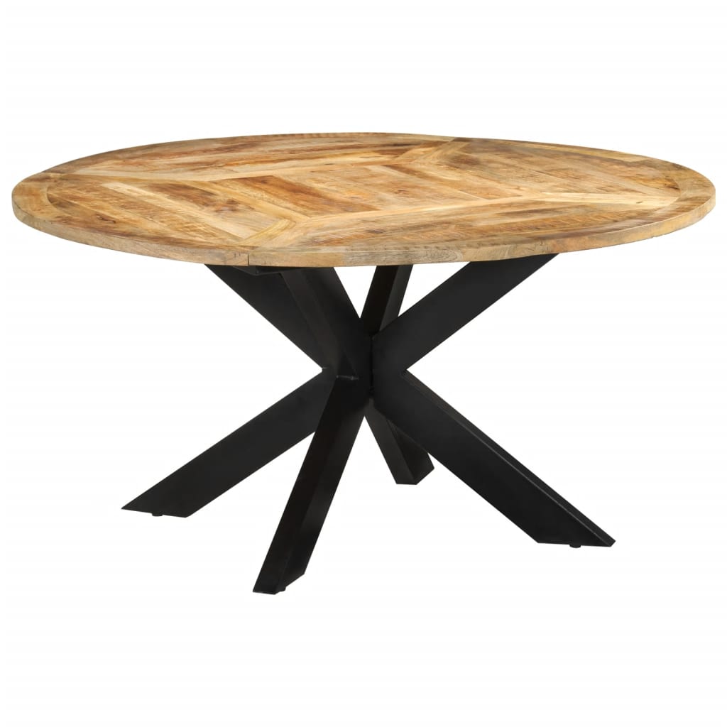 Table Ronde en Bois de Manguier avec Pied Central-Bois de manguier brut massif-1-150 x 76 cm-La-Fabrique-Industrielle