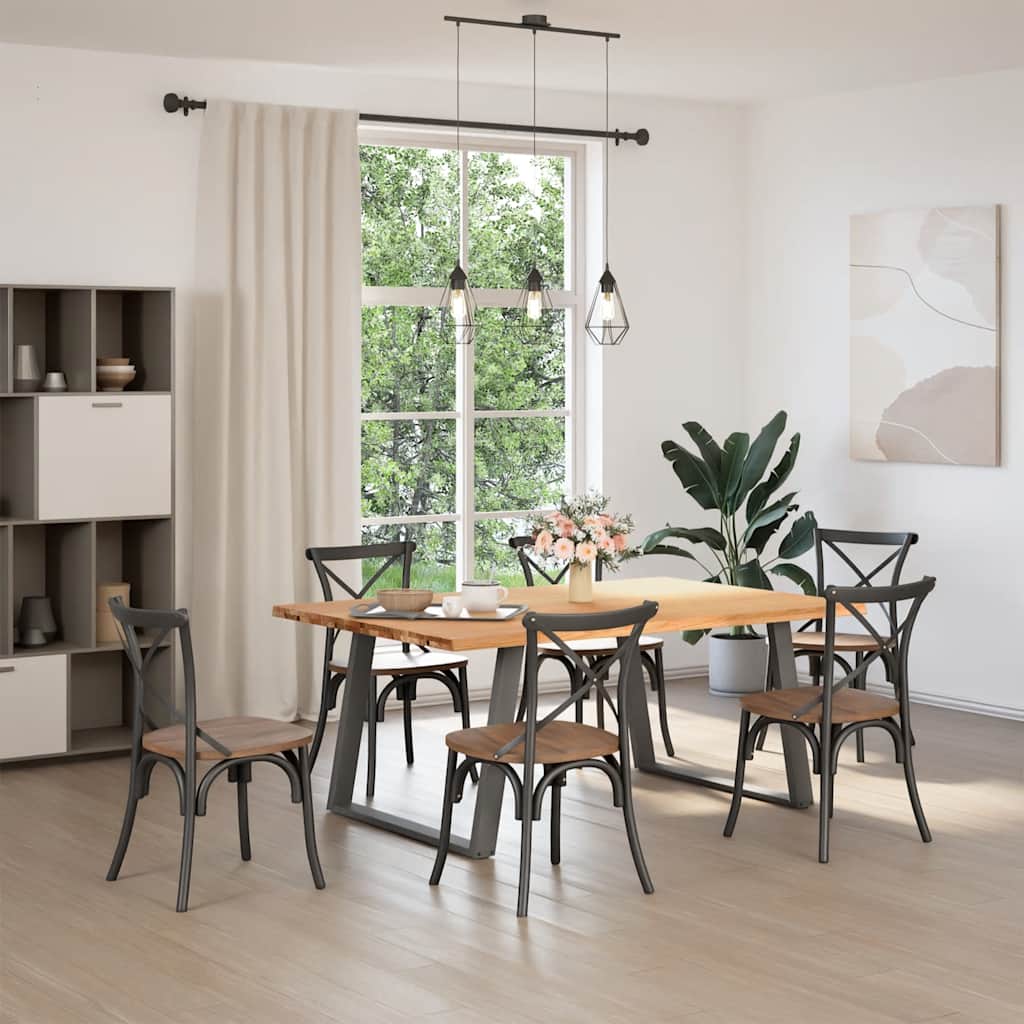 Table à Manger Industrielle en Bois de Chêne et Acier-La-Fabrique-Industrielle