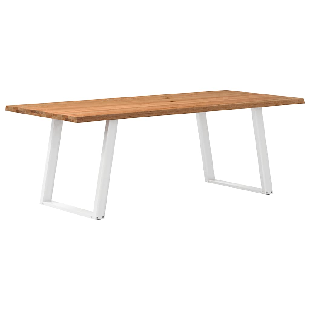 Table à Manger Industrielle en Chêne et Pieds Blancs-100 cm-220 cm-1-La-Fabrique-Industrielle