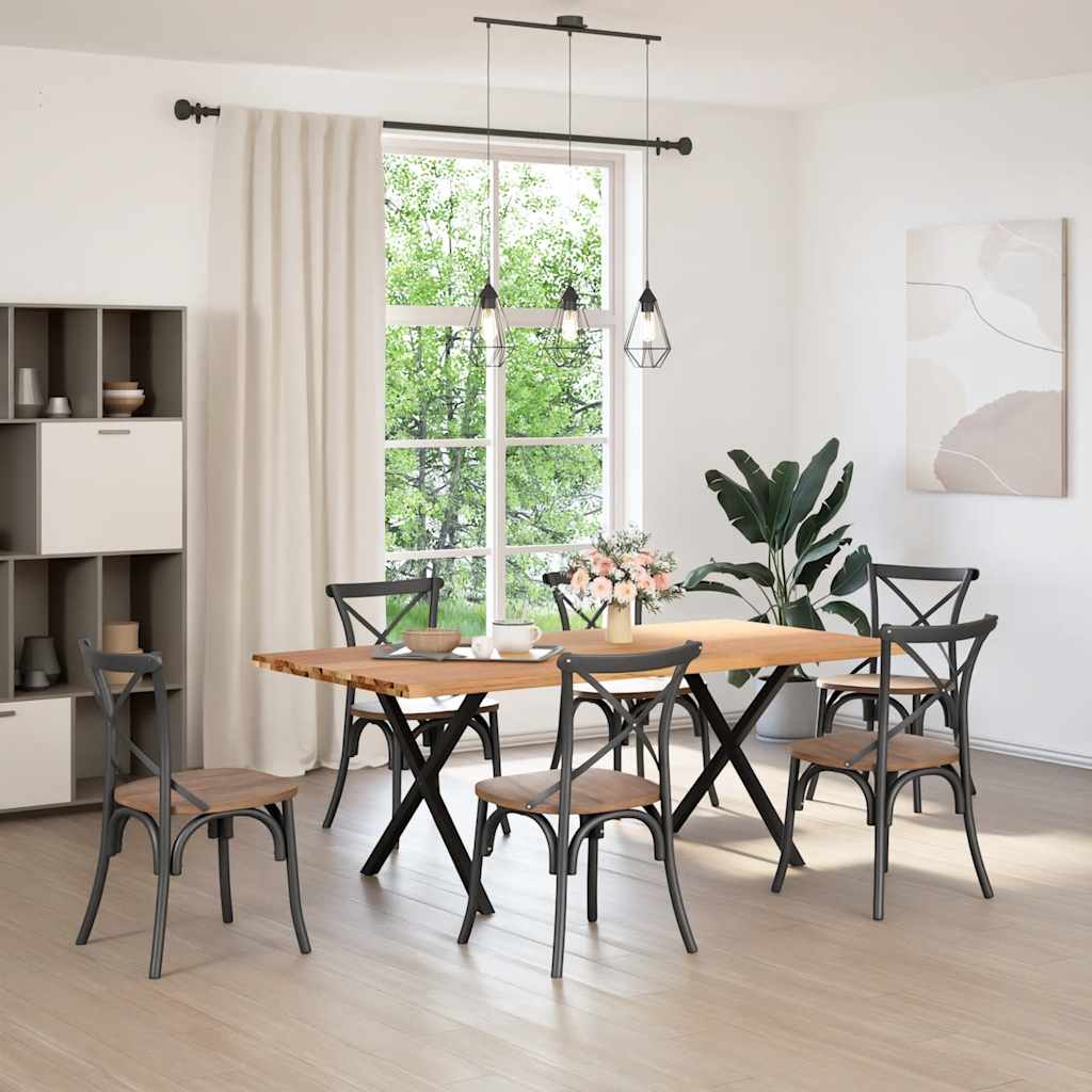 Table à Manger Moderne en Bois Massif et Métal-La-Fabrique-Industrielle