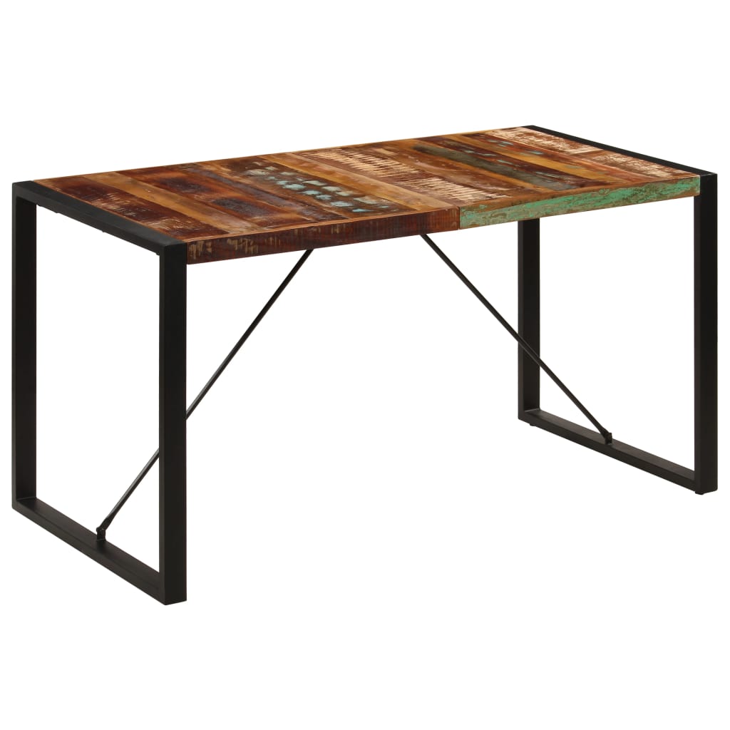 Table à Manger en Bois Massif Recyclé et Coloré-bois de récupération massif-1-140 x 70 x 75 cm-La-Fabrique-Industrielle